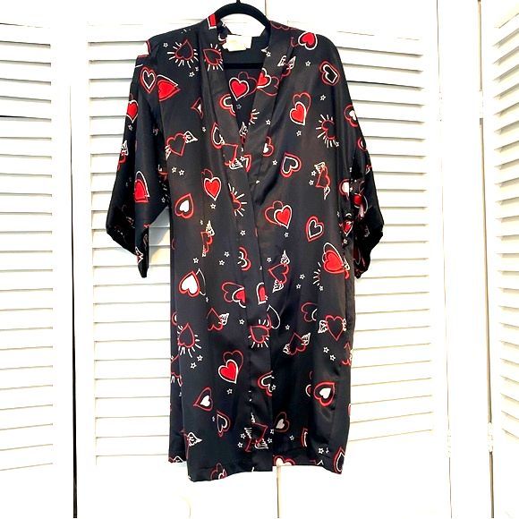 Vintage Dentelle Y2K Valentines Day Heart Love Dressing Robe size Medium - Picture 1 of 9